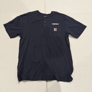 Carhartt Loose Fit Shirt Mens Medium Blue Short Sleeve Pocket 100% Cotton